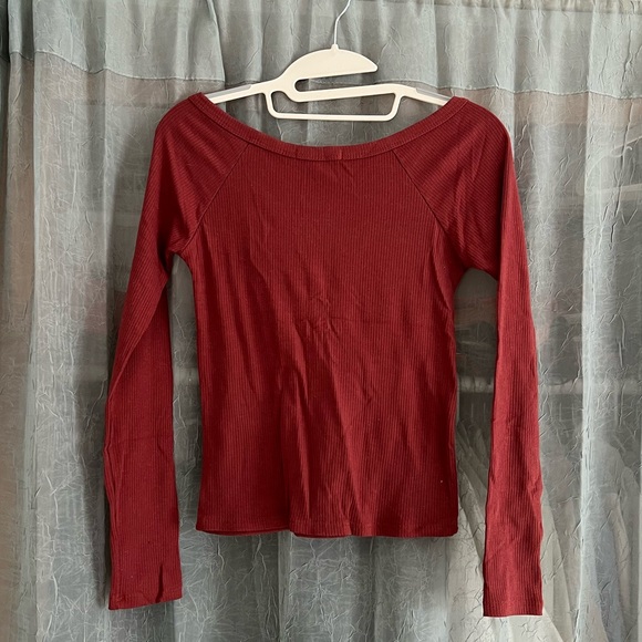 Red Ribbed Long Sleeve - Picture 2 of 3